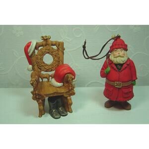 2 HALLMARK ORNAMENTS-SANTA'S CHAIR-2000 & KRIS KRINGLE--2003--NO BOXES